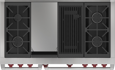 48" Wolf Dual Fuel Range with 4 Burners Infrared Charbroiler and Infrared Griddle - DF48450CG/S/P/LP