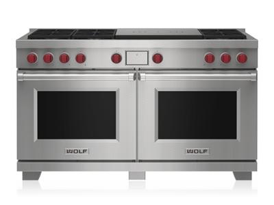 60" Wolf 9 Cu. Ft. Dual Fuel Range with 6 Burners and French Top - DF60650F/S/P/LP