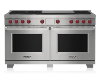 60" Wolf 9 Cu. Ft. Dual Fuel Range with 6 Burners and Infrared Dual Griddle - DF60650DG/S/P/LP