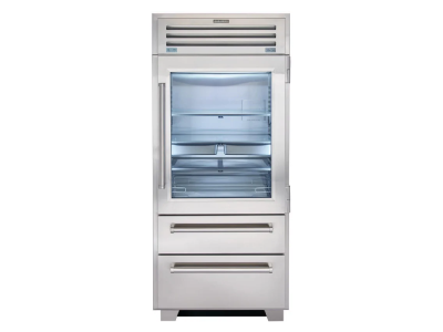 36" SubZero 22.7 Cu. Ft. Right-Hinge PRO Built-in Bottom Refrigerator Freezer with Glass Door - PRO3650G/RH
