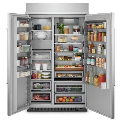 48" KitchenAid 30 Cu. Ft. Built-In Side-by-Side Refrigerator with PrintShield Finish - KBSN708MPS
