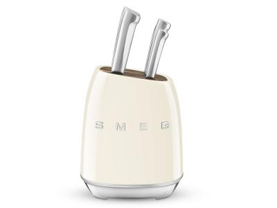 SMEG Knife Block With 6 Knives In Cream - KBSF01CR