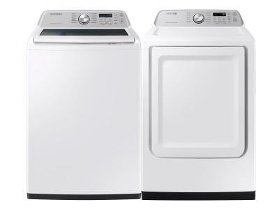 27" Samsung 5.4 Cu. Ft. 3500 Series Smart Top Load Washer and 7.4 Cu. Ft. 3500 Series Smart Electric Top Load Dryer - WA47CG3500AWA4-DVE47CG3500WAC
