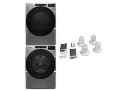 27" Whirlpool Front Load Washer and Electric Dryer and Stacking Kit - W10869845-WFW5605MC-YWED5605MC