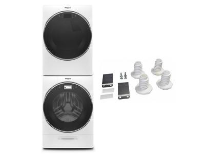 27" Whirlpool Smart Front Load Washer and Electric Dryer and Stacking Kit - W10869845-WFW9620HW-YWED9620HW