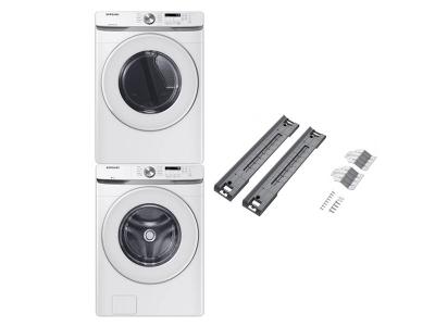 27" Samsung Front Load Washer and Electric Dryer and Stacking Kit - SKK-8K-WF45T6000AW-DVE45T6005W