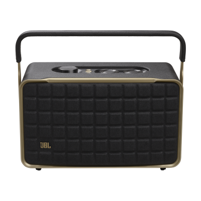 JBL Portable Smart Home Speaker with Wi-Fi Bluetooth and Voice Assistants with Retro Design in Black - JBLAUTH300BLKAM