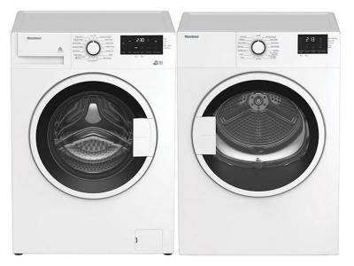 24" Blomberg Front Load Washing Machine and  Compact Electric Air Vented Dryer - WM72200W-DV17600W