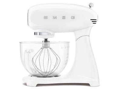 SMEG 50's Style Tilting Stand Mixer With Glass Bowl in White - SMF13WHUS