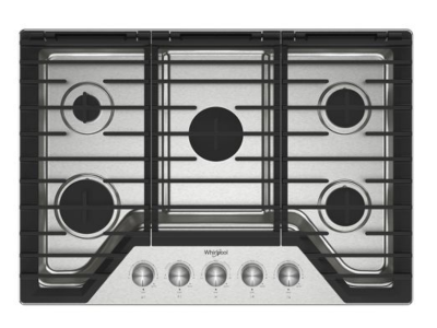 30" Whirlpool  Gas Cooktop with Fifth Burner - WCGK7030PS