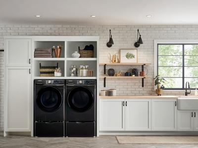 27" Samsung 7.5 Cu. Ft. Smart Electric Dryer With Steam Sanitize In Black Stainless Steel - DVE50R8500V