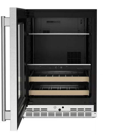 24" KitchenAid Beverage Center with Glass Door and Wood-Front Racks - KUBL524SPS