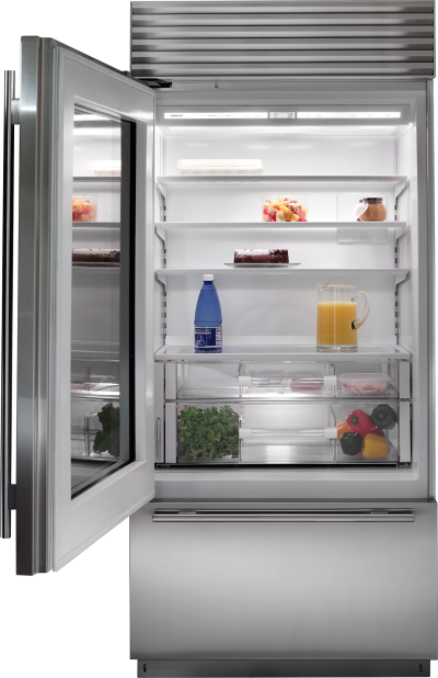 36" SUBZERO Built-In Over-and-Under Glass Door Refrigerator/Freezer - BI-36UG/S/PH-RH