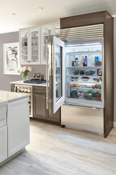 36" SUBZERO  Built-In Over-and-Under Glass Door Refrigerator/Freezer - BI-36UG/S/PH-LH